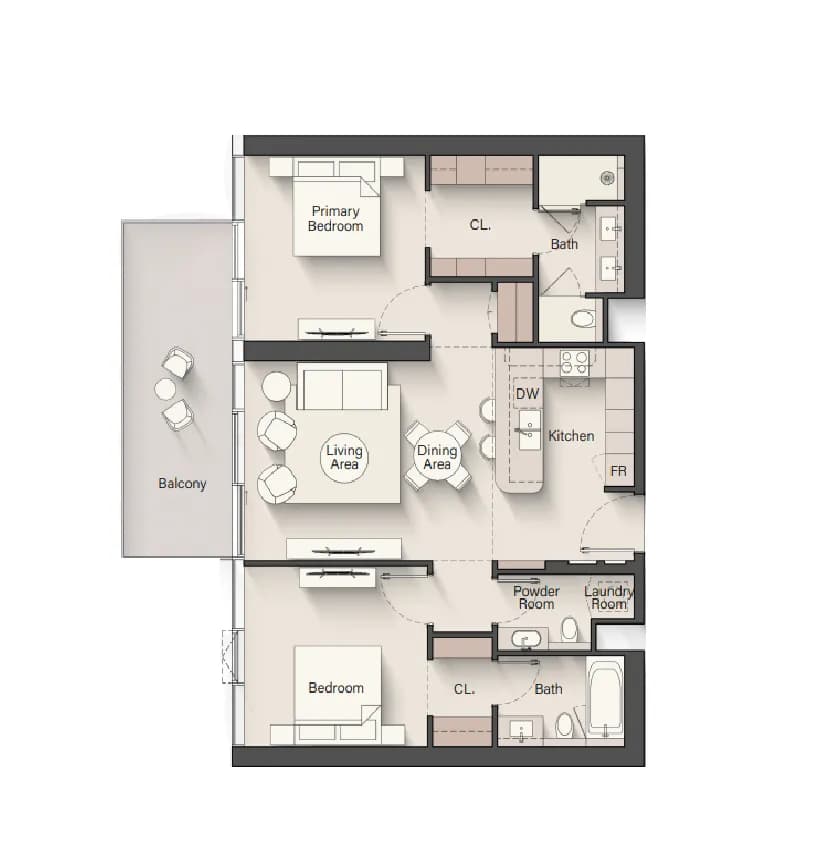 The Meriva Collection — 2 Bedrooms floor plan