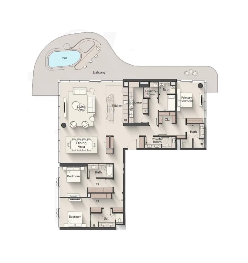 The Meriva Collection — 3 Bedrooms floor plan