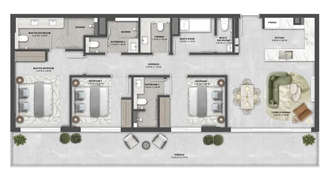 Arancia Yards — 3 Bedrooms floor plan