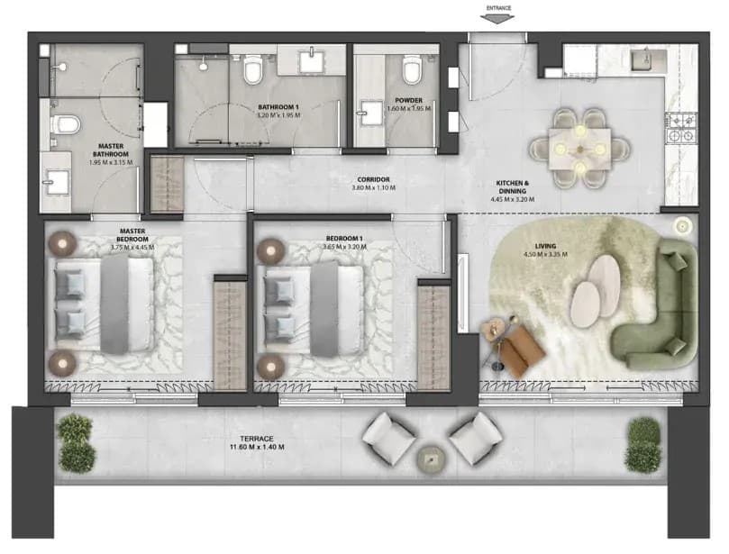 Arancia Yards — 2 Bedrooms floor plan